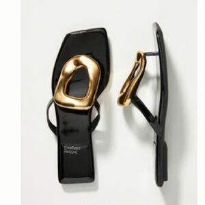 Jeffrey Campbell Black and Gold Sandals